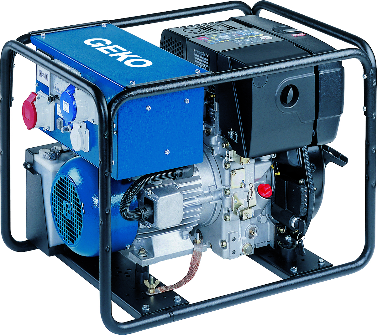 Generator, Gas-Engine, Blaues Gehäuse, Industriell, Tragbar/kraftquelle