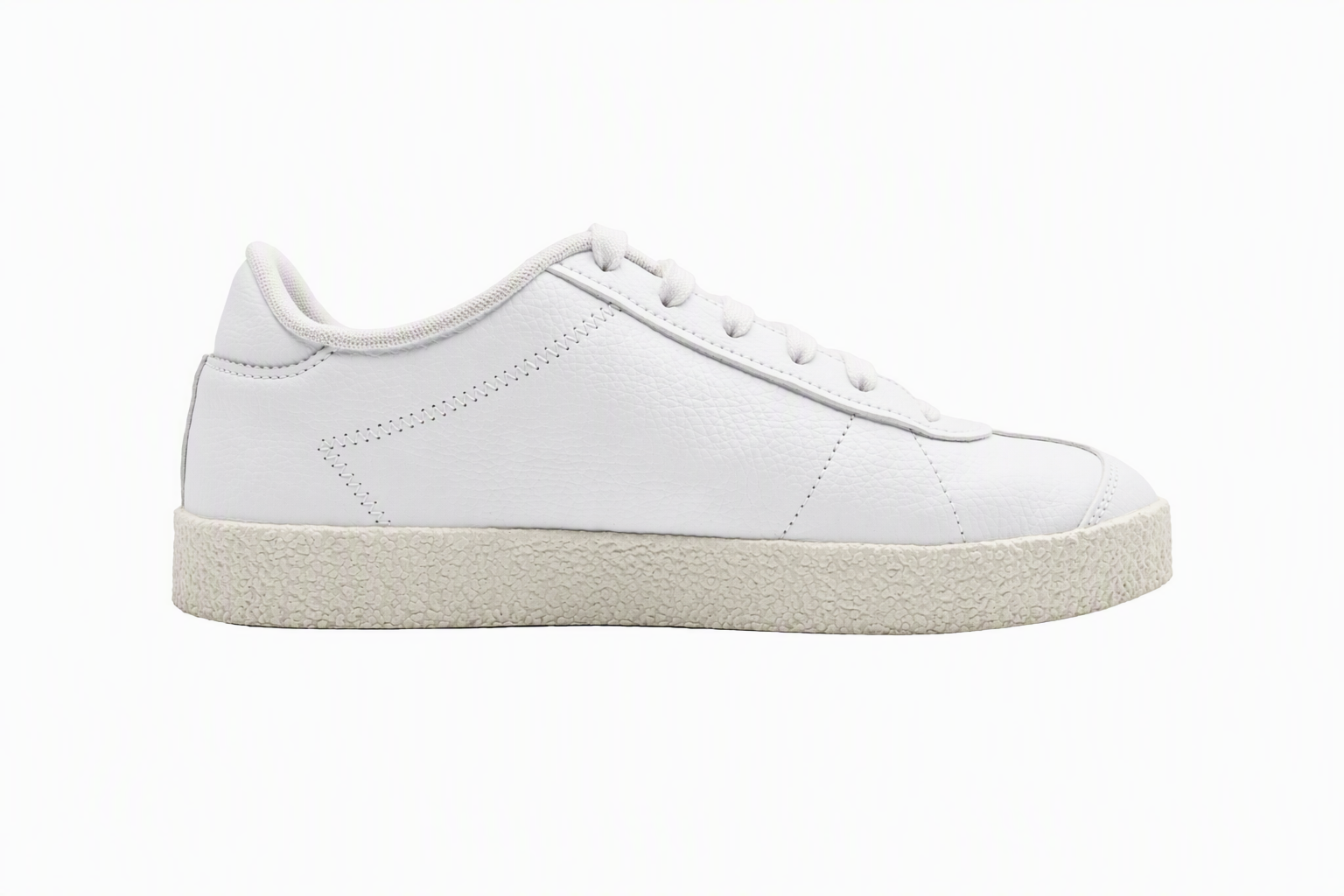 weiße Sneaker, Leder, Gummisohle, Low-cut, Stitching-Detail