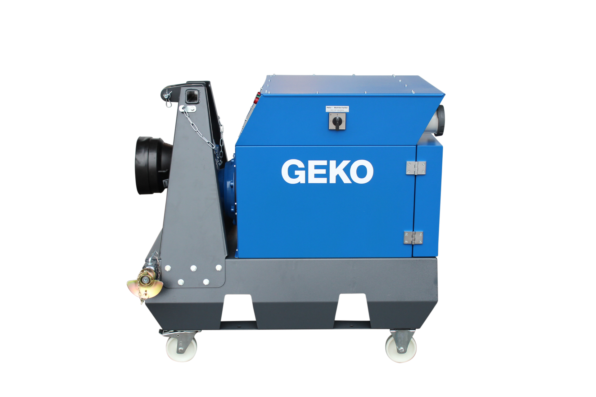 industrielle Maschine, blaue Ausrüstung, Wärmetauscher?, mobiler Standfuß, Rollräder