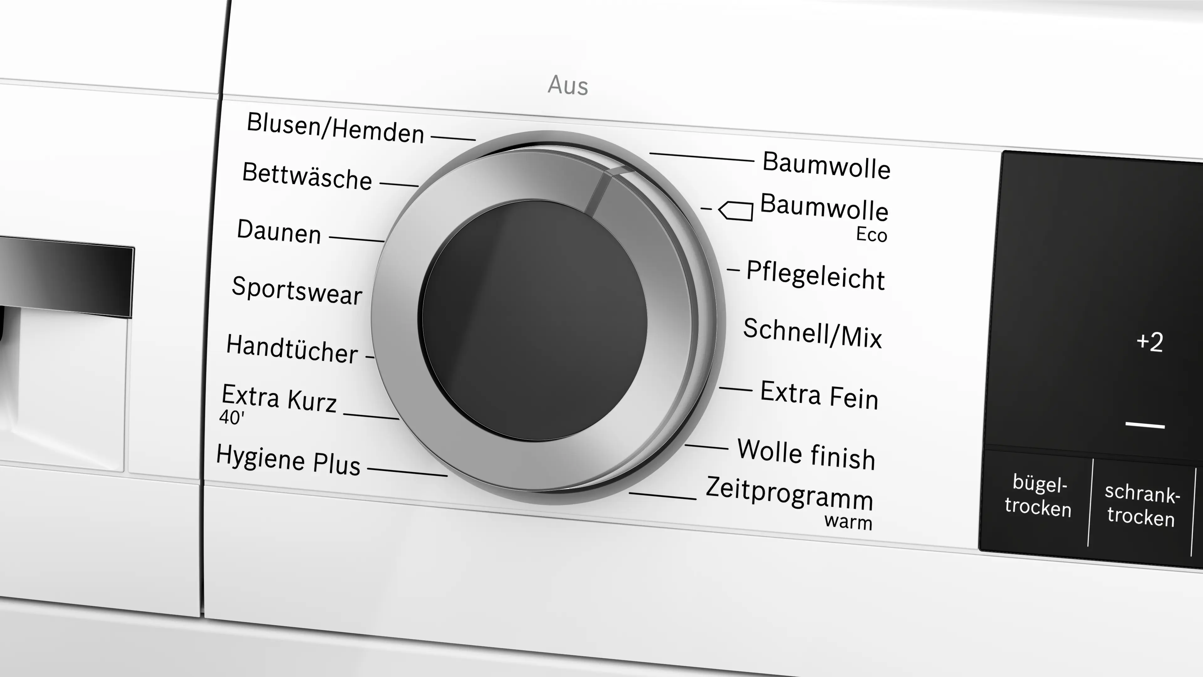Waschmaschine, Bedienfeld, Drehknopf, Programme, Anzeige