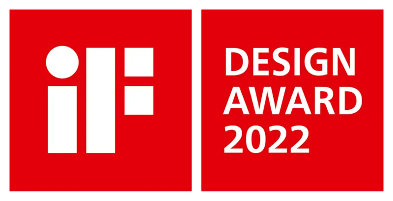 Designpreis, rotes Logo, ifi-Logo, Auszeichnungsabzeichen, Design 2022