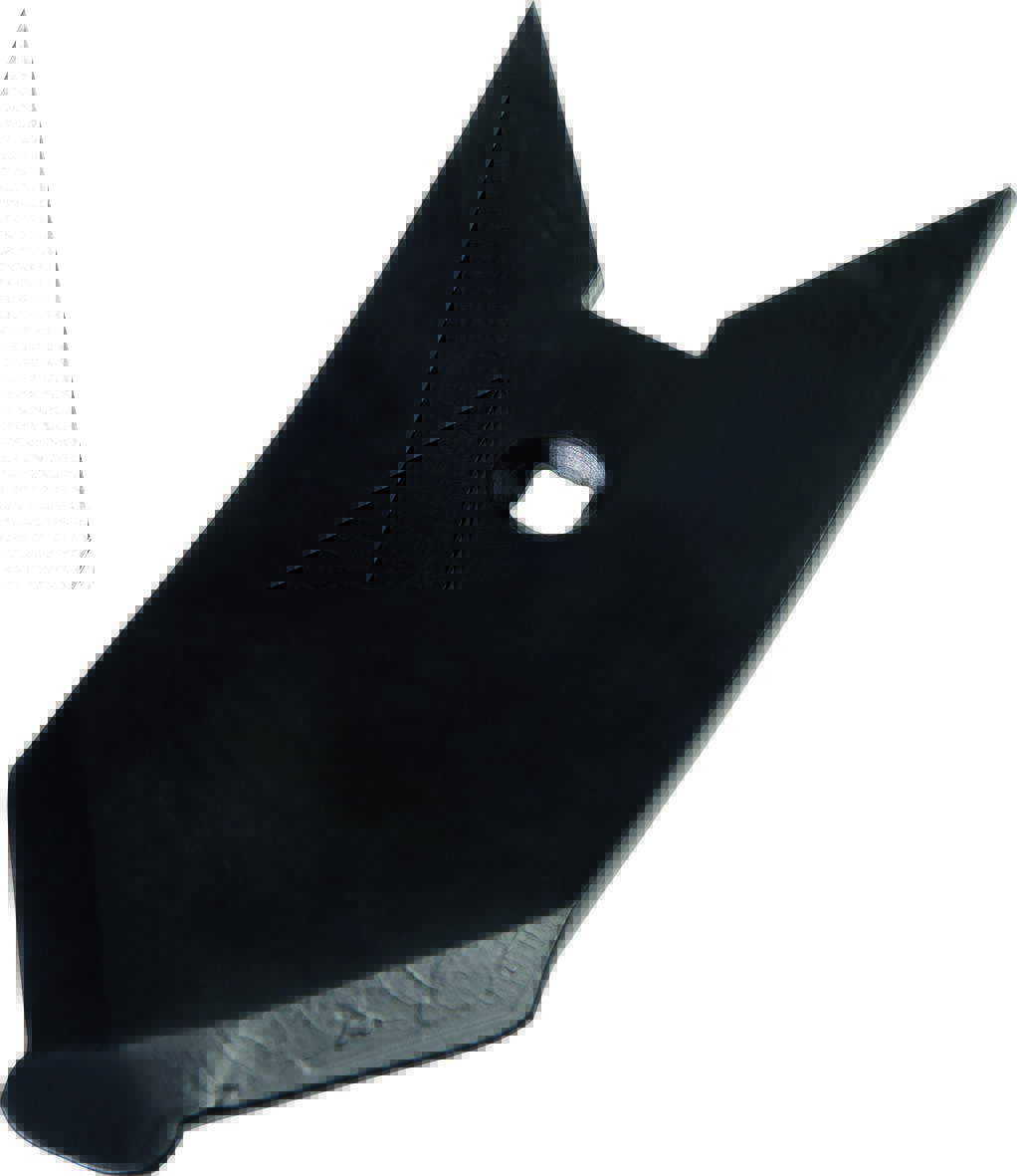 Klinge, schwarzes Metall, Bohrloch, Montageplatte, angewinkelte Klinge
